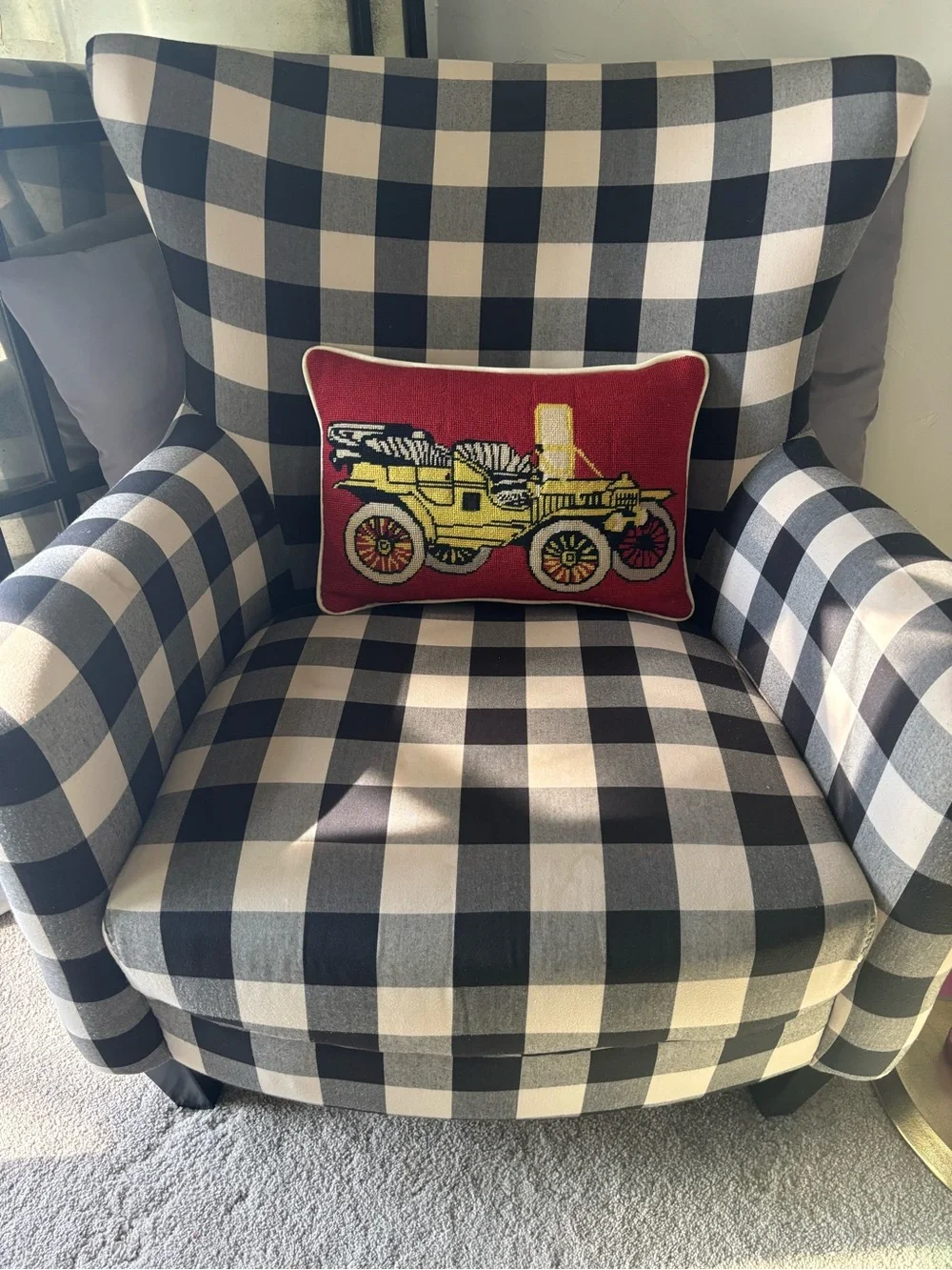 Vintage Car Needlepoint Lumbar Pillow